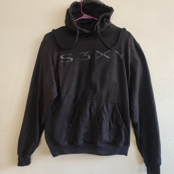 Tesla Hoodie Mens Small Black S3XY Sweatshirt Pullover Kangaroo Pocket Logo Car - Picture 1 of 9